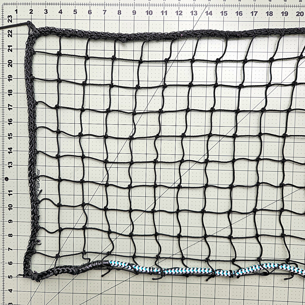 custom netting with rope border and weighted bottom edge